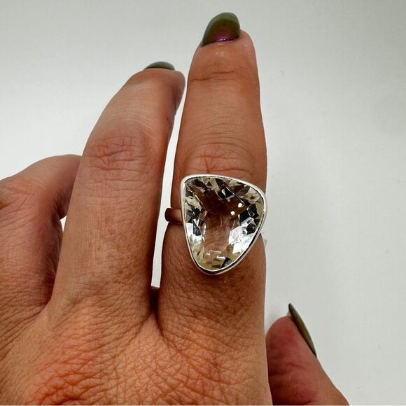NWT 15x13mm faceted quartz ring in solid sterling silver! - Picture 6 of 10